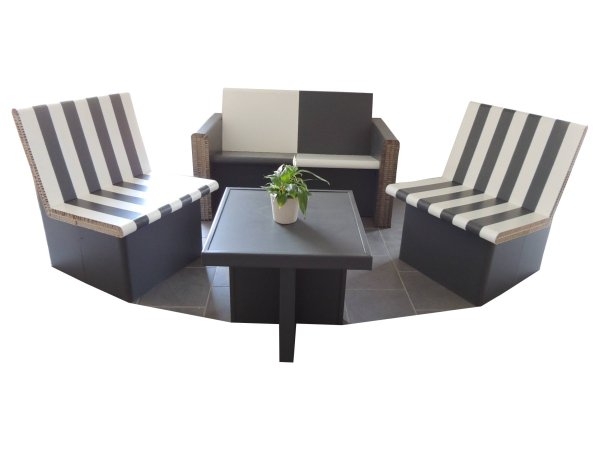 Ensemble canapé, fauteuils, table basse - My Nature Box